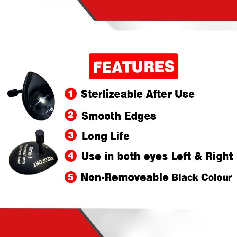 Corneal Eye Shield Protector, Stainless Steel, 18mm x 21mm Small, Black, Set of 2, Model II