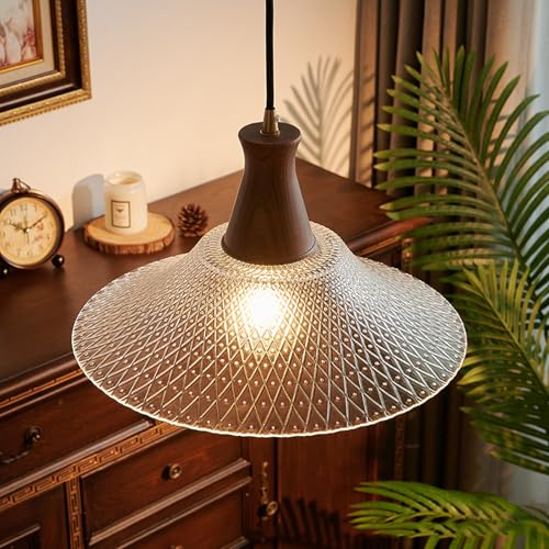 Pendentif américain en verre de noyer rétro à suspension légère - 2