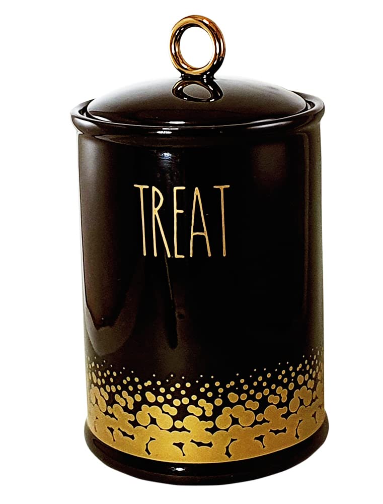 Nobby 82438 Ceramic Snack Container Treat Gold/Black 10.5 x 10.5 x 18 cm, 0.85 L