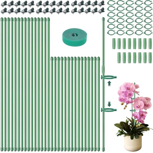 106 PCS Plant Stakes Kit, 30 Adjustable Plant Support Sticks 16inch & 12inch, Garden Stake Pole with Clips for Potted Plants, Tomato, Rose, Amaryllis, Vegetables