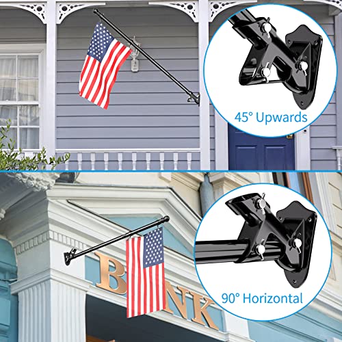 Zmtech Flag Pole - Upgraded Bracket, (2 Packs) 6 Ft Stainless Steel Flag Poles For Outside House, Residential Or Commerical, Tangle Free Flag Pole Kit For American Flag (Without Flag, Black) #TOP1