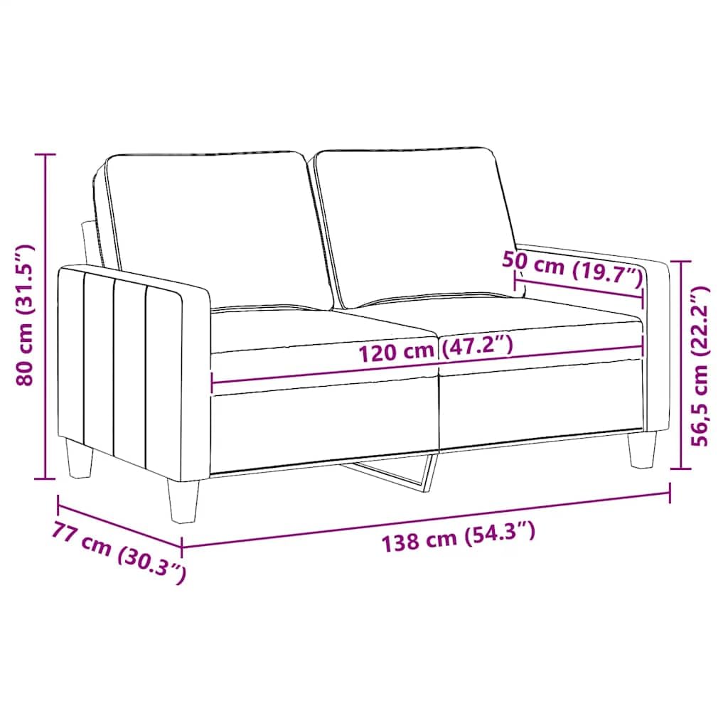 vidaXL Divano a 2 Posti Grigio Chiaro 120 cm in Tessuto
