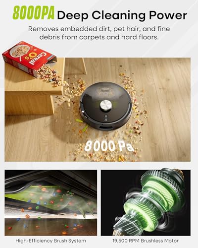 Image of MONSGA Robot Vacuum and Mop Combo, 90 Days Self-Emptying with 8000Pa Suction, LiDAR Smart Mapping, Dual Anti-Tangle for Pet Hair, Carpet and Hard Floor
