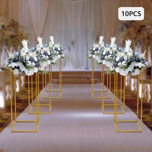 Support de fleurs carré en métal 60 cm (Lot de 10) avec marteau