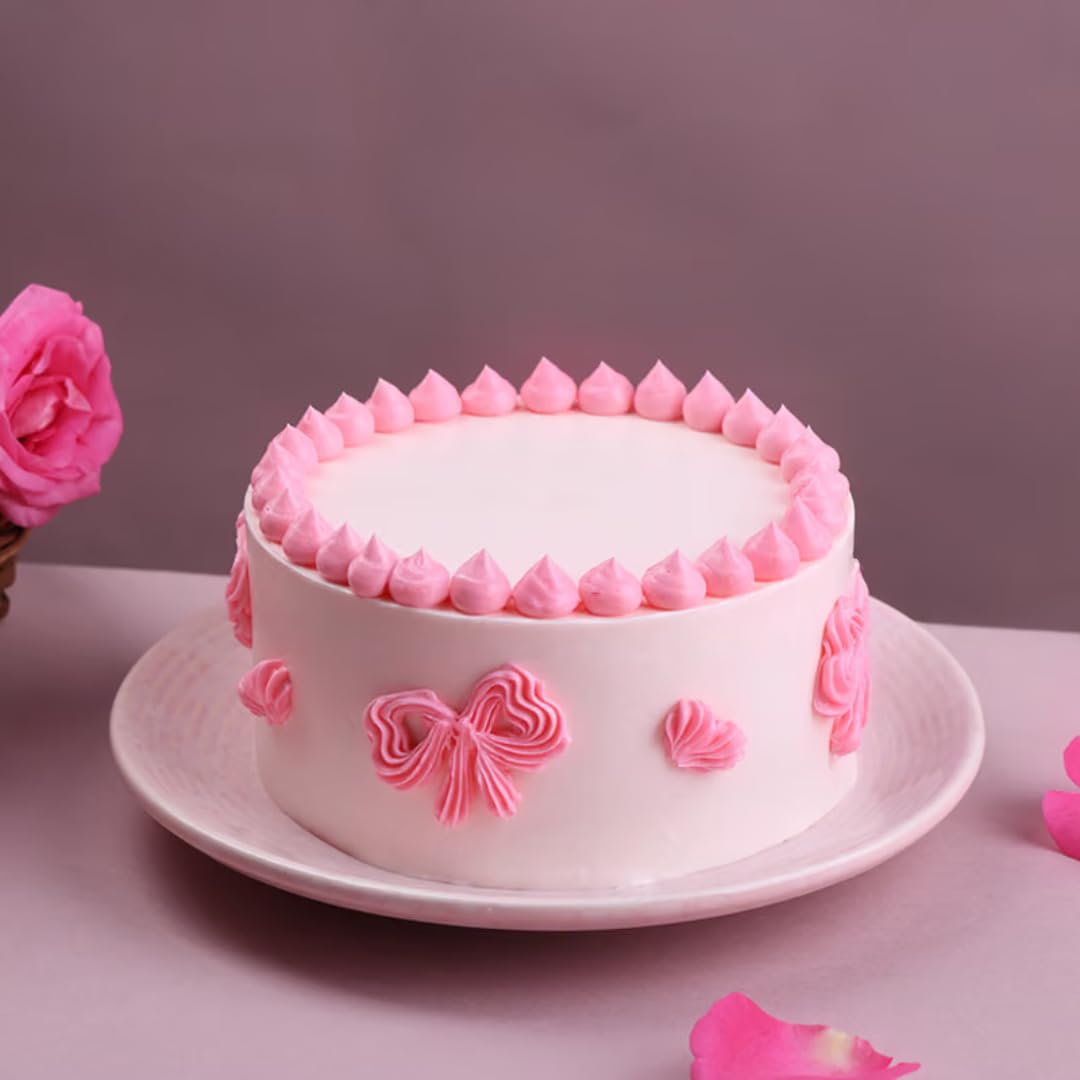 FlowerAura Delicious Fresh 0.5Kg Bows & Blush Chocolate Cream Cake For Birthday | Anniversary | Wedding | Mother's Day | Father's Day | Valentine's Day | Christmas | New Year (Same Day Delivery)-image-15