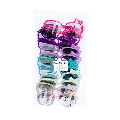 Super Z Outlet Plastic Color Assorted Round Style Girl Bow Children Sunglasses Shades Eye Wear for Party Prop Favors, Decorations, Toy Gifts (12 Pairs)4