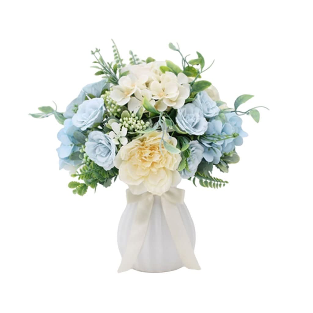 Aioneer Artificial Flower With Ceramic Vase Silk Flower Arrangements Flowers Bouquets Fake Flowers Home Indoor Decorations Home And Office Artificial Flowers