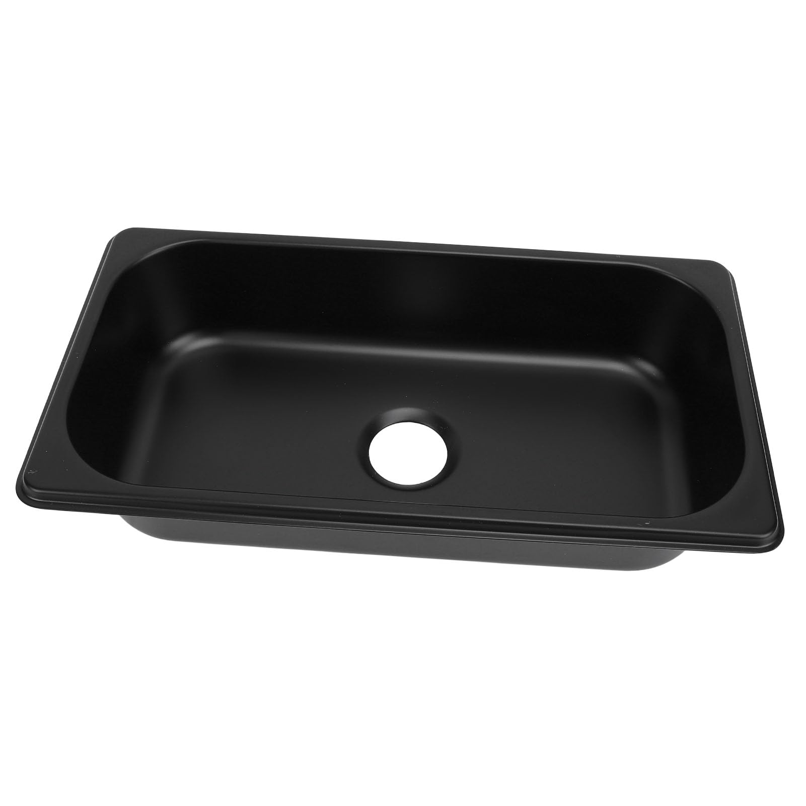 Lavello Compatto Inox, Vasca in Acciaio 304 da 12,8 x 6,93 x 2,56 Pollici con Lavabo Integrato e Scarico da 40 mm per Barca, Roulotte e Camper, Finitura Nera Verniciata