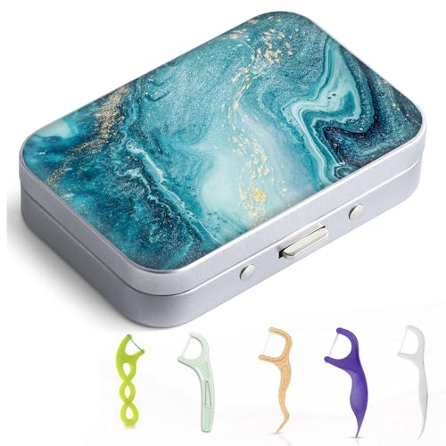 Image of Gerkia Dental Floss Portable Case, Easy to Store Floss Picks of Various Sizes, Portable Dental Floss Dispenser is Perfect for Travelling, Hotels, Dinners, Appointments.Blue Ocean