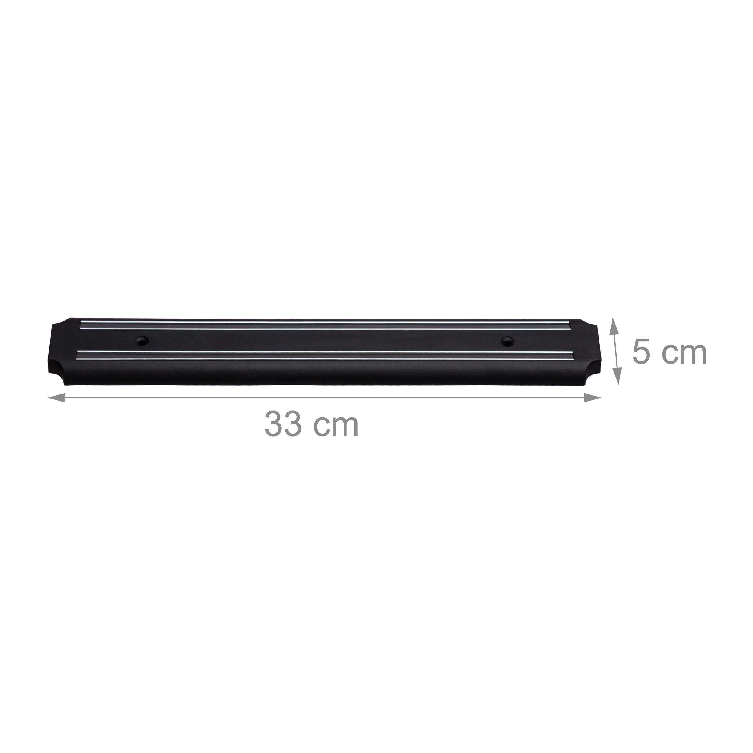 Relaxdays Listwa magnetyczna, zestaw 3 sztuk, długość 33 cm, tworzywo sztuczne, magnetyczny uchwyt na noże, nóż i narzędzia, kolor czarny
