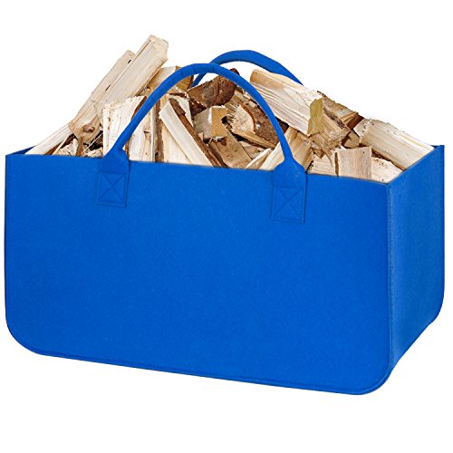 Diealles Feuerholztasche, Vielseitig Verwendbare Filztasche mit Griff für Die Aufbewahrung von Feuerholz, Zeitschriften oder Spielzeug (Blau)