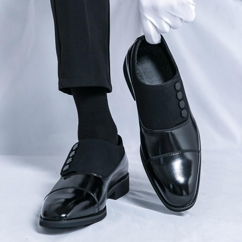 Men's Formal Leather Shoes, Casual Business Oxford Derby Shoes, Suede Panels, Suitable for Daily Driving, Weddings, Parties, etc2