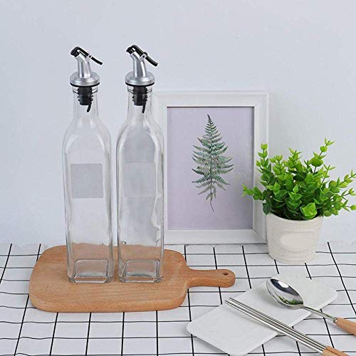 Image of Oil Dispenser 500 ml Bottle Set of 2 And Funnel Transparent, Pack of 3, Glass
