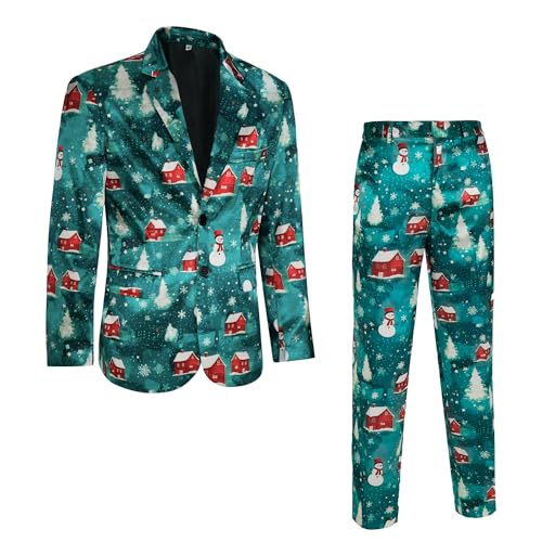 Men's Christmas Party Suit Casual Business Christmas Fun Ugly Printed Suit Set4