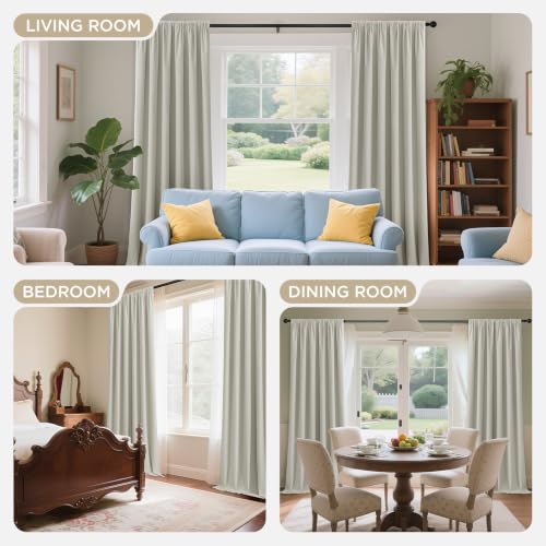 Image of Joydeco Ivory White 100% Blackout Curtains 84 Inch Length 2 Panels Set, Black Out Curtain for Bedroom Living Room, Heavy Luxury Thermal Insulated Velvet Curtains Rod Pocket Back Tab, 52W x 84L