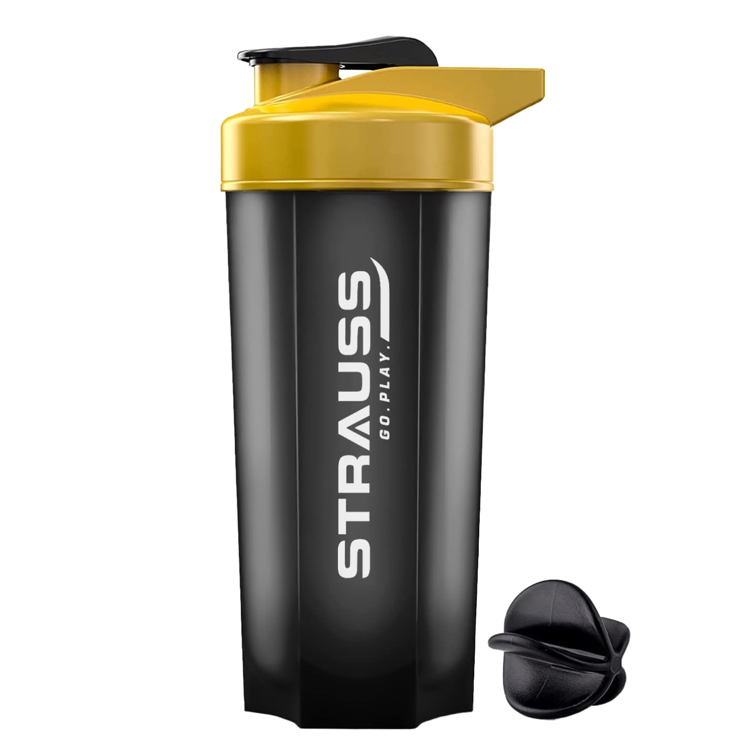 Strauss Recharge Shaker Bottle | BPA-Free Protein Shaker with Blender Ball | Leak-Proof Gym Bottle for Protein Shakes | Gym Bottle for Men and Women | Ideal for Gym, Yoga & Running,(Black/Yellow)-image-33