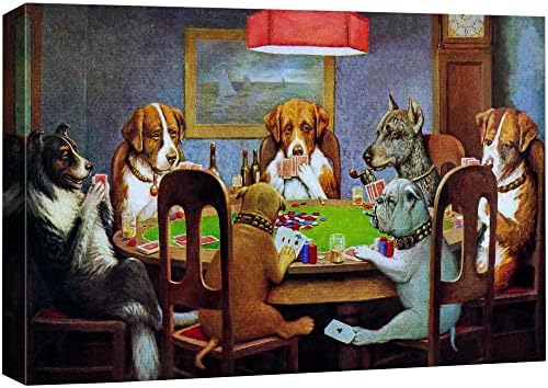 wall26 - Pokers Dogs by C. M. Coolidge - Canvas Art Wall Art - 32"x48"