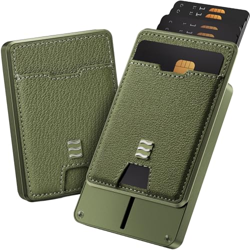 VENICE MIAMI VENICE RFID Blocking Wallet Minimalist Card Holder with Quick Access Vegan Leather & Brushed Aluminum Gift-Ready Packaging (Royal Green)