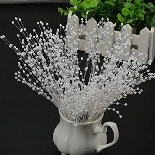 10 Stems Faux Pearl Beads Spray Wedding Bride Flower Bouquet Home Table Decor White