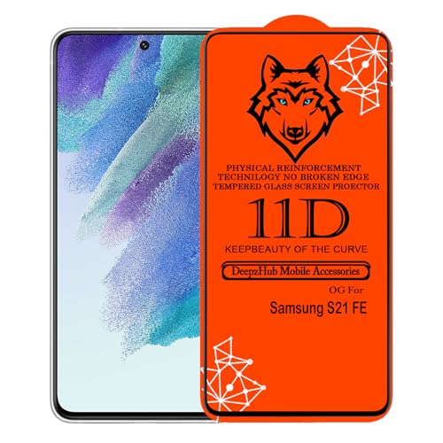 Image of 11D Tempered Glass Screen Protector Compatible for Samsung Galax S21 FE (Pack Of 1) with Full Screen Coverage (edge to edge) and Easy Installation kit [ 1 Pack|Black]