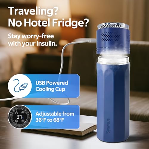 Image of Insulin Cooler Travel Case for 4 Pens,Medication Cooler for Travel with Temp Display&Ice Packs,Diabetic Insulin Case with Portable Cup Sleeves,Supports Mobile Power Cooling,TSA Approved(Blue)