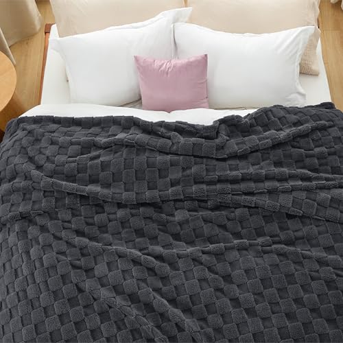 Bedsure GentleSoft King Size Blanket for Bed - Super Soft Cozy Blankets for Women Men Girls, Large Fuzzy Fleece Throw for Bedroom Decor, Dark Grey,108x90 Inches