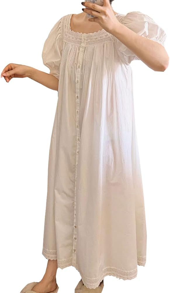 SINGQWEEN レディース ヴィンテージ ナイトガウン 寝間着 プリンセス ナイトドレス パジャマ 部屋着 ナイトローブ ハウス