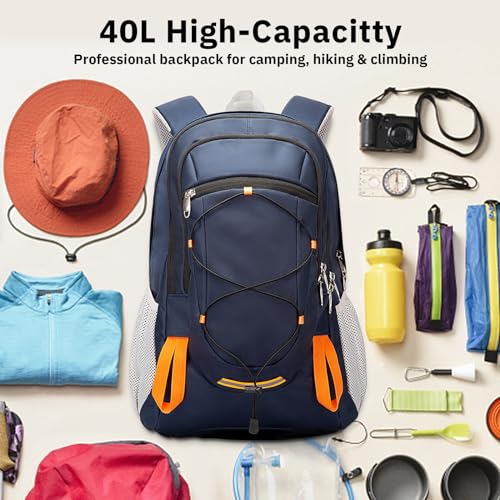 Petfu Wanderrucksack 40L Rucksack Herren groß Damen Wasserdichter Rucksack Wasserdicht Reiserucksack Trekkingrucksack mit Reflexstreifen Für Wandern, Radfahren, Klettern, Bergsteigen und Reisen Sport