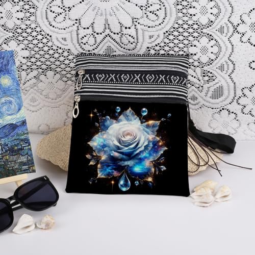 Rose Print CrossBody Bag Women Adjustable Shoulder Strap Messenger Bag Christmas Valentine Present​​ Great Gift Women Birthday Festive Holidays​​ Present Floral Lover Gift3