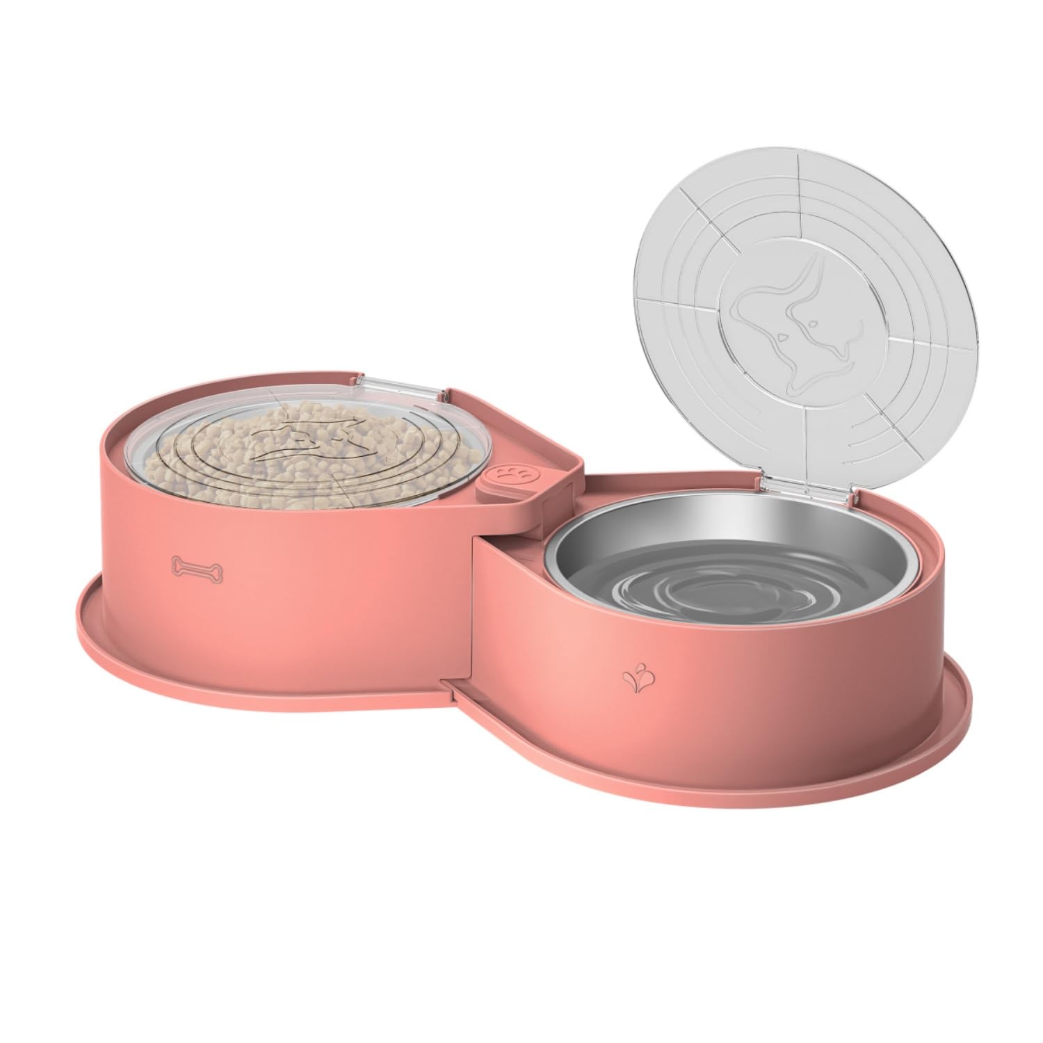 Cuenco doble de acero inoxidable para mascotas con tapa
