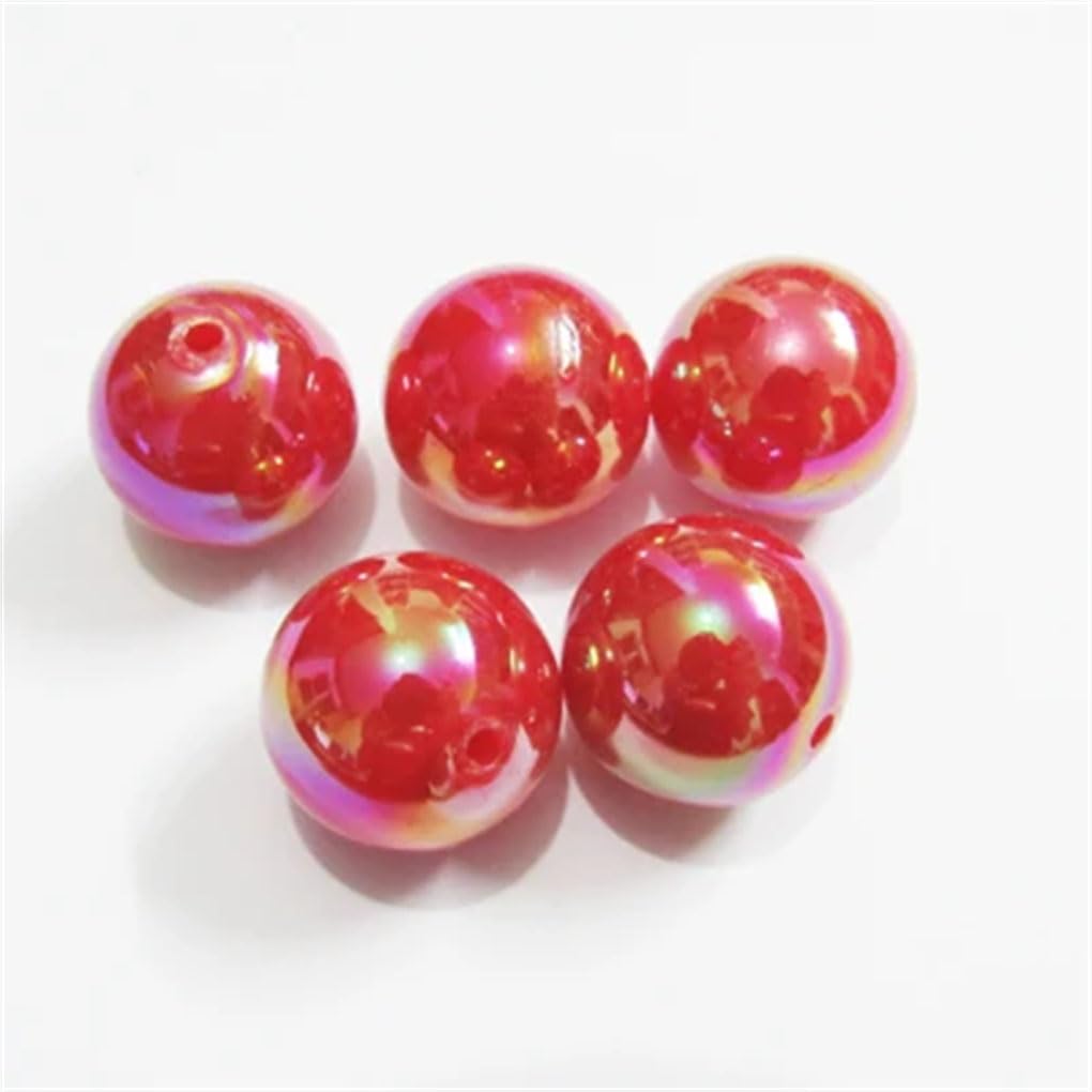 Perles en acrylique, Perles acryliques solides AB multicolores, 12mm, 500 pièces, 20mm, 100, for bricolage, bijoux artisanaux épais(Red AB,12mm 500pcs per bag)