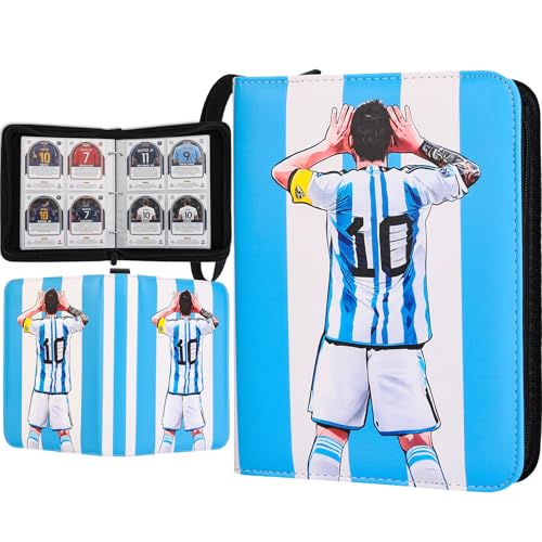 Soccer Card Binder 440 Pockets Sports Trading Card Binder Waterproof 4 Pocket Top Loader Removable Sleeves 3 Ring Card Holder Card Collectors Album Compatible with Football Game and TCG Cards