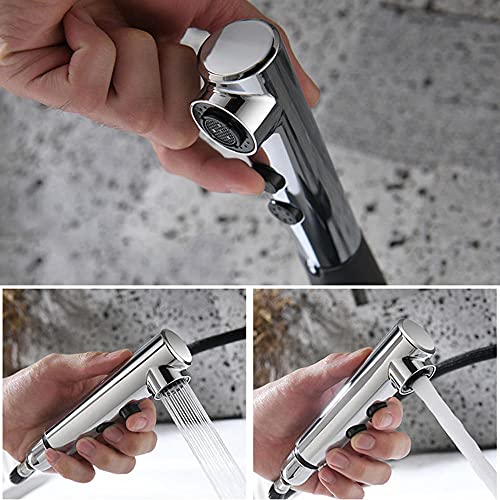 Robinet de lavabo avec pulvérisateur extractible double mode mitigeur douche noir - 6