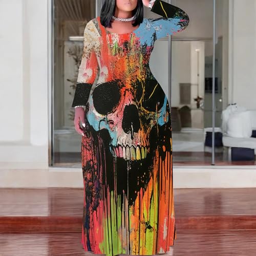 Image of PinkPatty Women's Plus Size Long Sleeve Maxi Dresses T Shirt Boho Sundress Fall Dress with Pockets