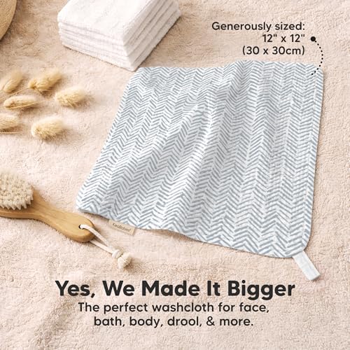 Image of 5-Pack Muslin Baby Washcloths for Newborn - 12x12 inch Soft Absorbent Organic Cotton Muslin Wash Cloths for Babies Girl, Boy, Infant, Toddlers, Kids Face Towel, Bath Essentials, Baby Burp Rags (Nordic)