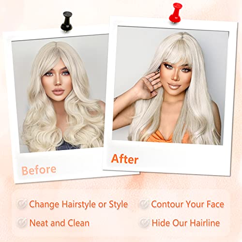 Pwsap Clip in Bangs Hair Extensions, Full Neat Bangs Fringe, Curly Synthetic for Girls/Women, Fashion Blonde - Image 2