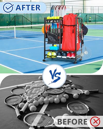 Image of Mythinglogic Rolling Tennis Equipment Organizer with Racket Storage
