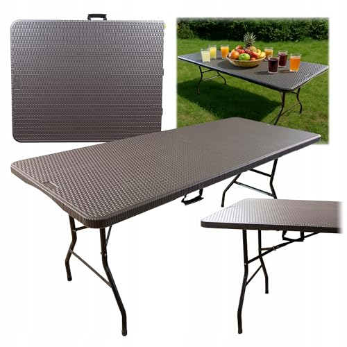 eGarden Klapptisch 180 cm – Faltbarer Gartentisch mit Tragegriff –...