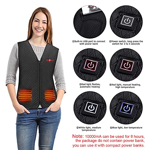 LCAWEI - Gilet riscaldato con ricarica USB, per