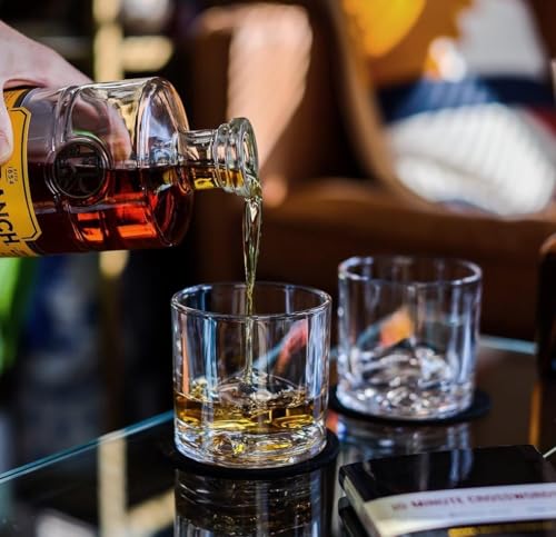 Image of LIITON Mount Everest Heavy Crystal Whiskey Glasses Gift Set of 4, Thick Freezable Bourbon Glass 1lb Each, Premium Whiskey Gifts for Men, Frozen Crystal Chills Cocktails, 10 oz | Thick Freezable Crystal Rock Glasses, Old fashioned Whiskey Gifts for Men, Cocktails, Scotch Glasses