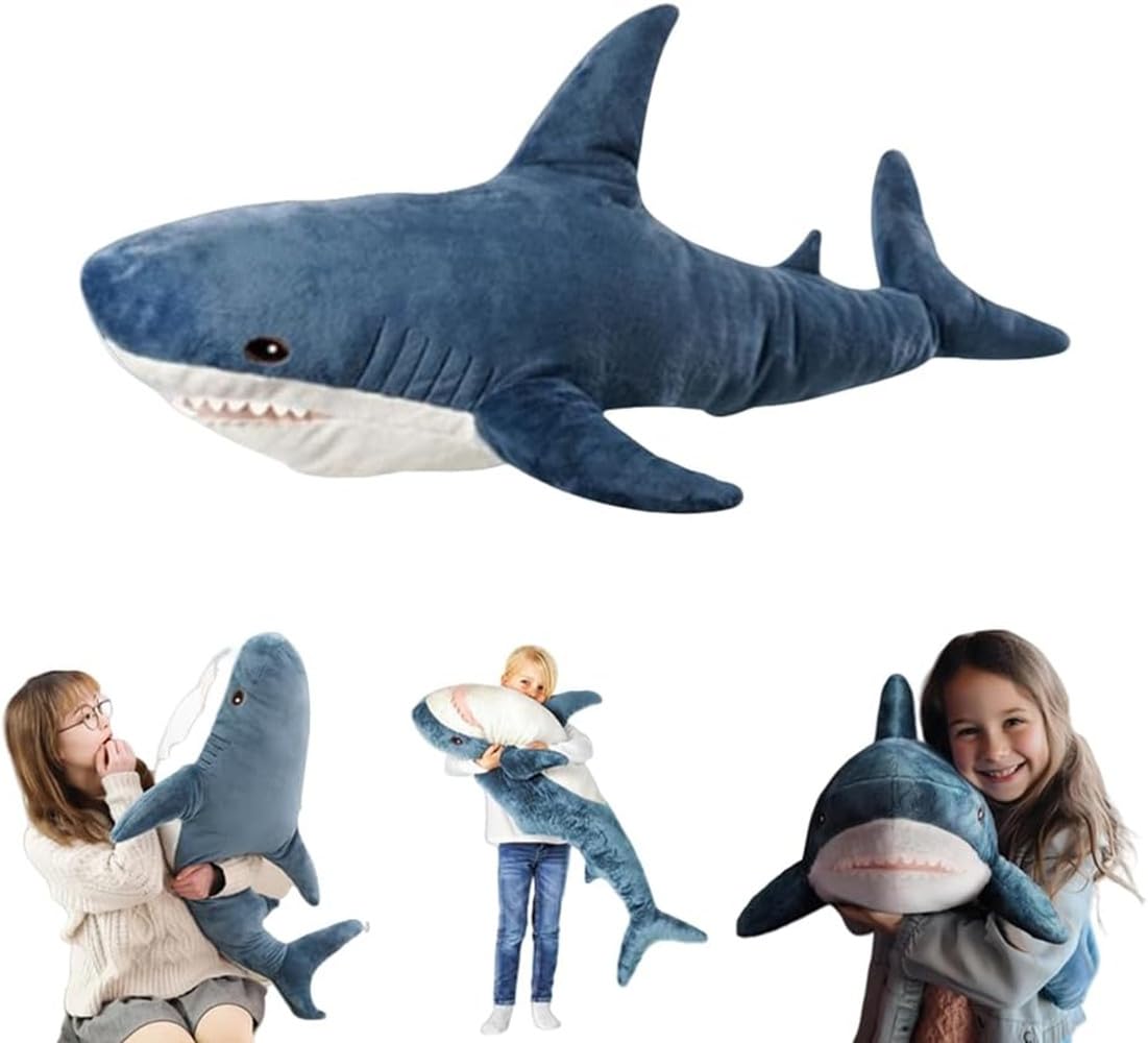 TONGMAN 100cm PlushSharkToy Pillow, SuperSoft and CutePlushSharkToys