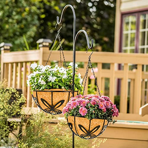 Kingbuy Metal Hanging Basket for Plant Planter with Coconut Fiber Liner Chain Wire Holder 12 Inch Flower Pot Indoor Outdoor Patio Lawn Garden Decor, Butterfly Pattern, 2 Pack — view 4