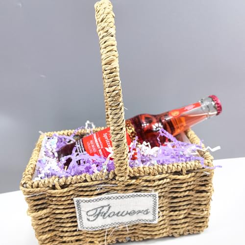 Panier en raphia blanc et violet décoration de Saint-Valentin