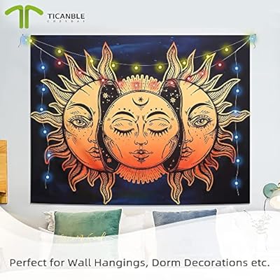 Ticanble Sun and Moon Tapestry Popular Wall Hanging Yellow Vintage Boho Art Tapestry Aesthetic Tapestry for Bedroom (79… 513P 59nbXL. SS400