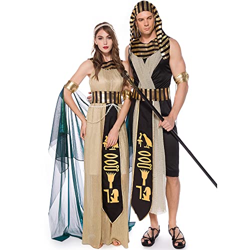 Image of Ulalaza Women's Cosplay Costume Cleopatra Greek Goddess Ancient Roman Warrior Uniform Outfit for Halloween Party