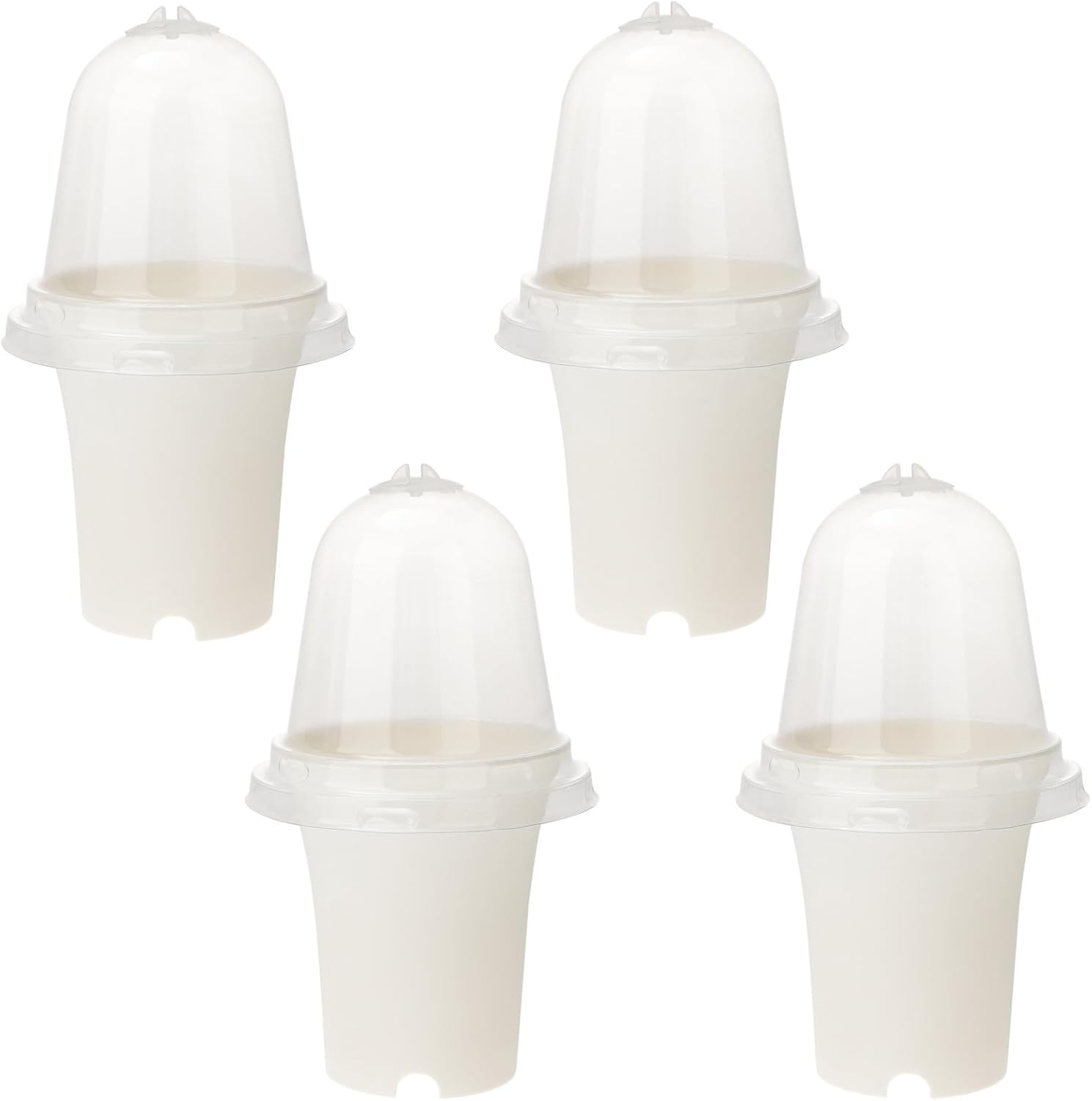 4 Sets Plastic Round Plant Pot with Lid, Adjustable Air Vent