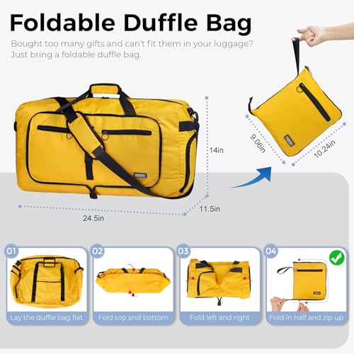 Image of Fmeida 65L Duffle Bag Foldable Travel Duffel Bags for Men Women Travel Bag | Shoes Compartment, 65L Large Capacity, Foldable, Packable, Water Repellent, Tear Resistant, for Traveling Gym Overnight Camp