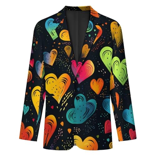 LGBT Love Rainbow Heart Men's Casual Blazers Slim Fit Sport Coats Blazer Two Buttons Suit Jacket for Work Party4