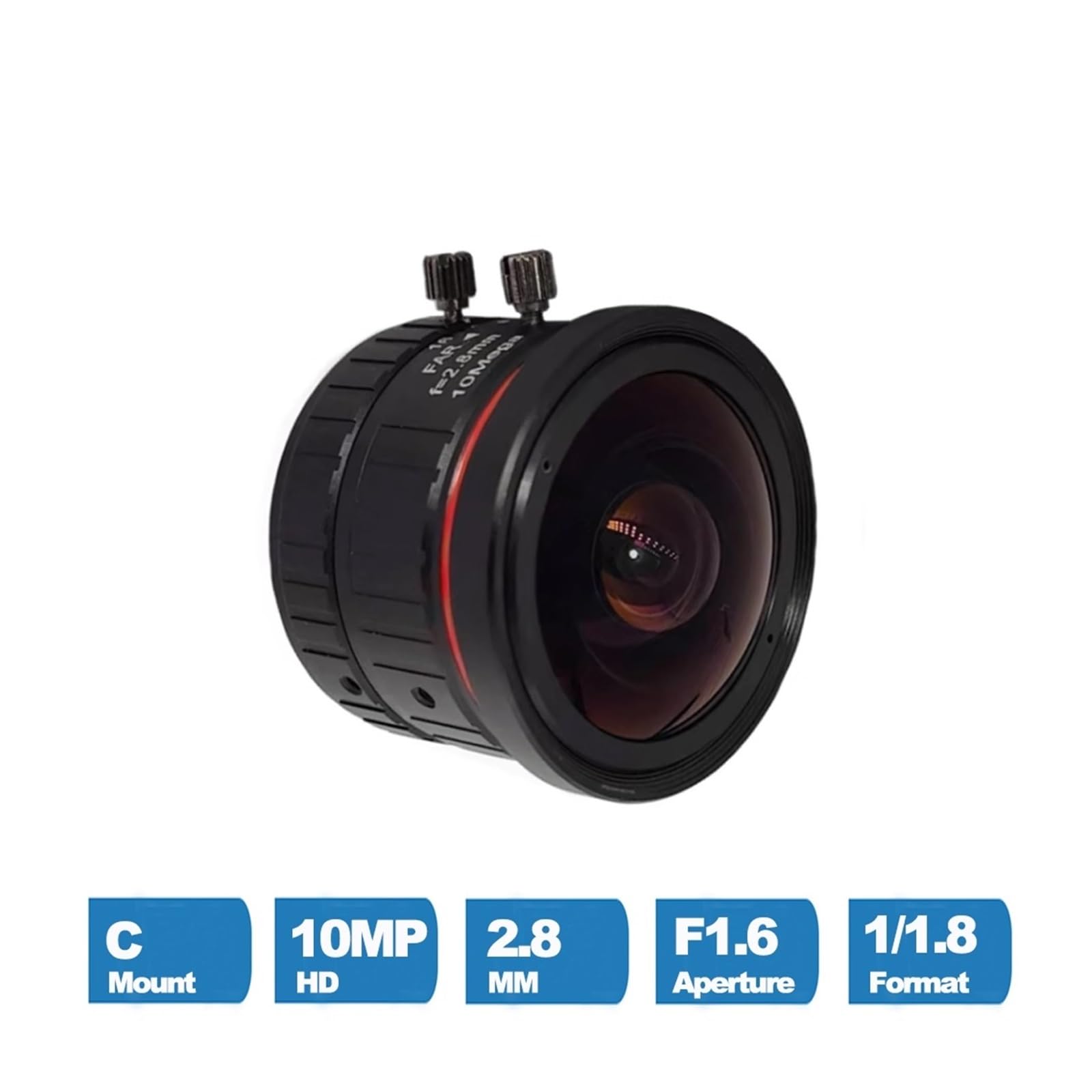Obiektyw CCTV HD 4K C 10 megapikseli 2,8 mm szeroki kąt przysłony F1.6 Format 1/4.6 cm ręczna irys do kamer IP