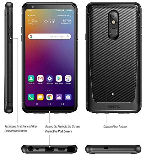 Coque LG Stylo 5 noire Poetic Karbon Shield pour un usage actif
